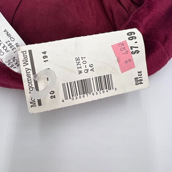 Vintage Montgomery Ward Newsboy Cap Wine Raspberry Velvet Cotton Polyester Blend - Picture 4 of 8